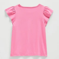 Thereabouts Little & Big Kid Girls Crew Neck Short Sleeve Regular Fit Graphic T-Shirt