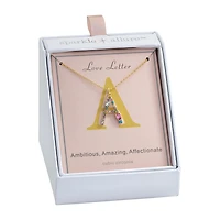Sparkle Allure Initial Womens Multi Color Cubic Zirconia 14K Gold Over Brass 16 Inch Pendant Necklace