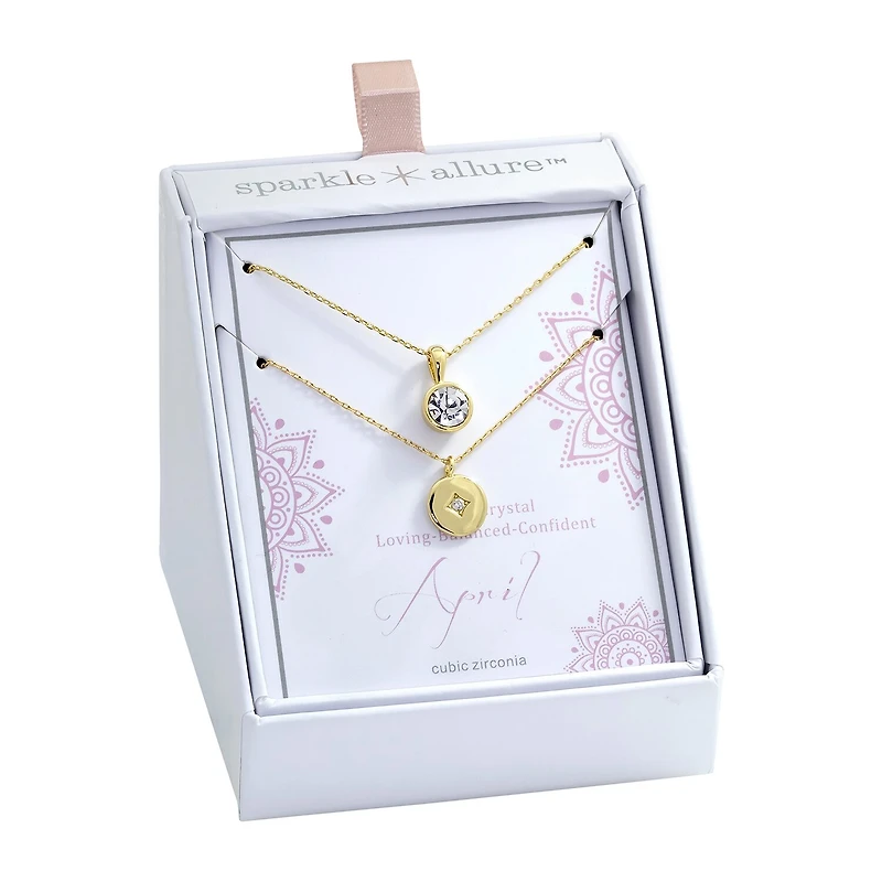 Sparkle Allure Womens Red Cubic Zirconia 14K Gold Over Brass Necklace Set