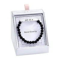 Sparkle Allure Empowerment Womens Black Agate Bar Beaded Bracelet