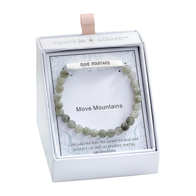 Sparkle Allure Empowerment Labradorite Womens Gray Bar Beaded Bracelet