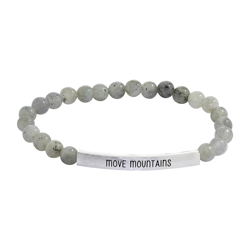 Sparkle Allure Empowerment Labradorite Womens Gray Bar Beaded Bracelet