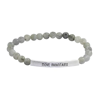 Sparkle Allure Empowerment Labradorite Womens Gray Bar Beaded Bracelet