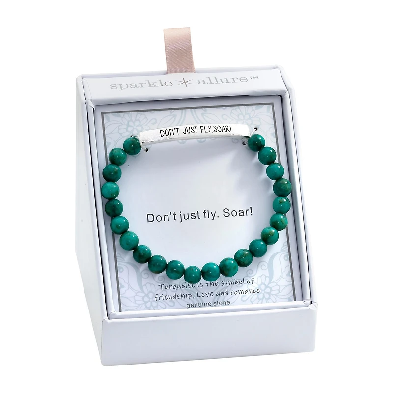 Sparkle Allure Empowerment Imperial Jasper Womens Blue Bar Beaded Bracelet