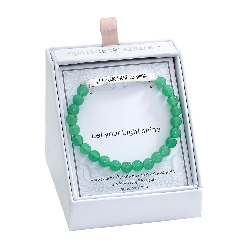 Sparkle Allure Empowerment Womens Green Aventurine Bar Beaded Bracelet
