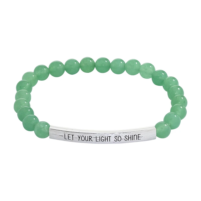 Sparkle Allure Empowerment Womens Green Aventurine Bar Beaded Bracelet