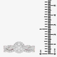 Womens / CT. T.W. Natural Diamond 10K Gold Round Side Stone Halo Bridal Set