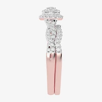 Womens / CT. T.W. Natural Diamond 10K Gold Round Side Stone Halo Bridal Set