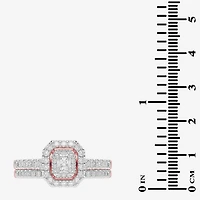 Womens CT. T.W. Natural Diamond 10K Gold Cushion Side Stone Halo Bridal Set