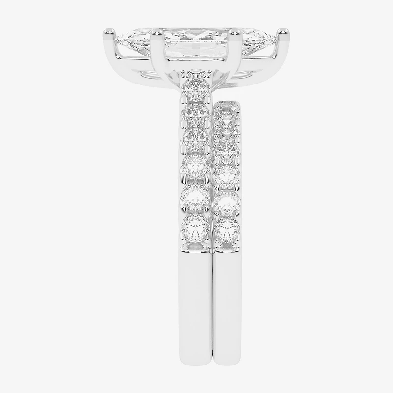 Signature By Modern Bride (G-H / Vs2-Si1) Womens 3 CT. T.W. Lab Grown White Diamond 14K Gold Marquise Side Stone Bridal Set