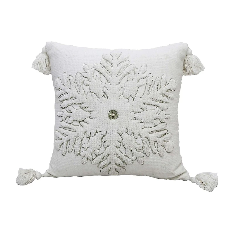 Vibhsa Christmas Snowflake Square Throw Pillow