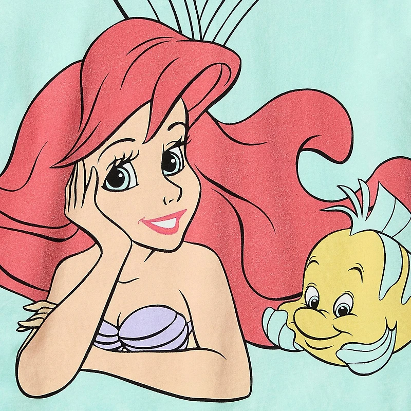 Disney Collection Little & Big Kid Girls Crew Neck Short Sleeve Regular Fit Ariel Princess The Mermaid Graphic T-Shirt