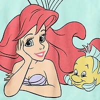Disney Collection Little & Big Kid Girls Crew Neck Short Sleeve Regular Fit Ariel Princess The Mermaid Graphic T-Shirt