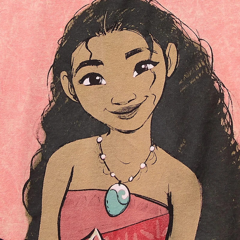 Disney Collection Little & Big Kid Girls Crew Neck Short Sleeve Regular Fit Princess Moana Graphic T-Shirt