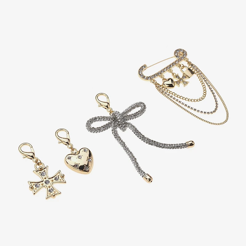 Bijoux Bar Gold Tone Cross Heart Valentines Day Shoe Charm