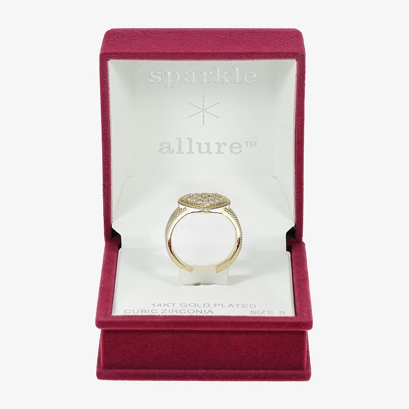 Sparkle Allure Womens Cubic Zirconia 14K Gold Over Brass Heart Cocktail Ring