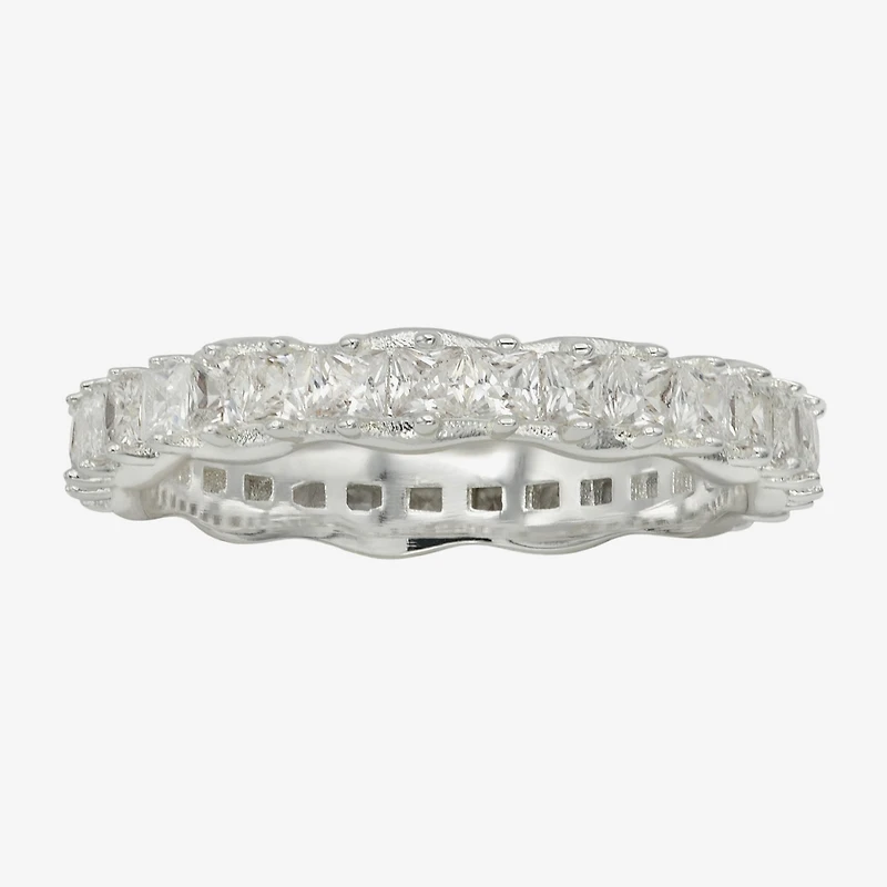 Sparkle Allure Womens 3.5MM Cubic Zirconia Pure Silver Over Brass Marquise Eternity Band