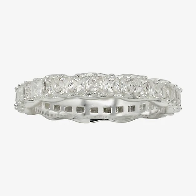 Sparkle Allure Womens 3.5MM Cubic Zirconia Pure Silver Over Brass Marquise Eternity Band