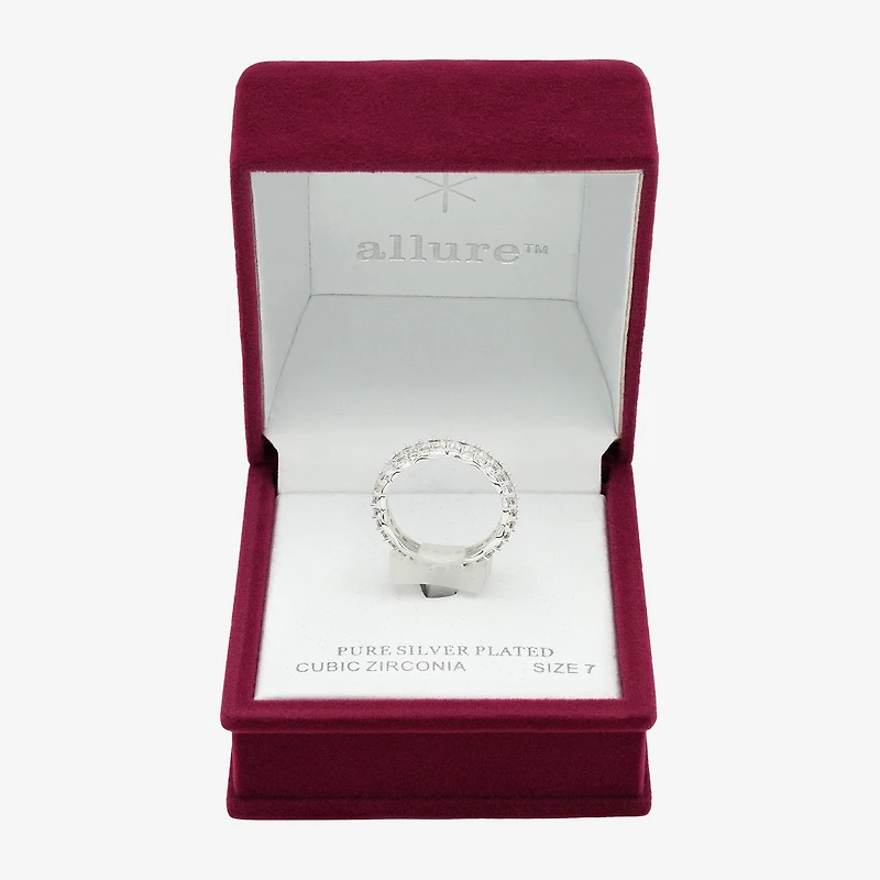 Sparkle Allure Womens 3.5MM Cubic Zirconia Pure Silver Over Brass Marquise Eternity Band
