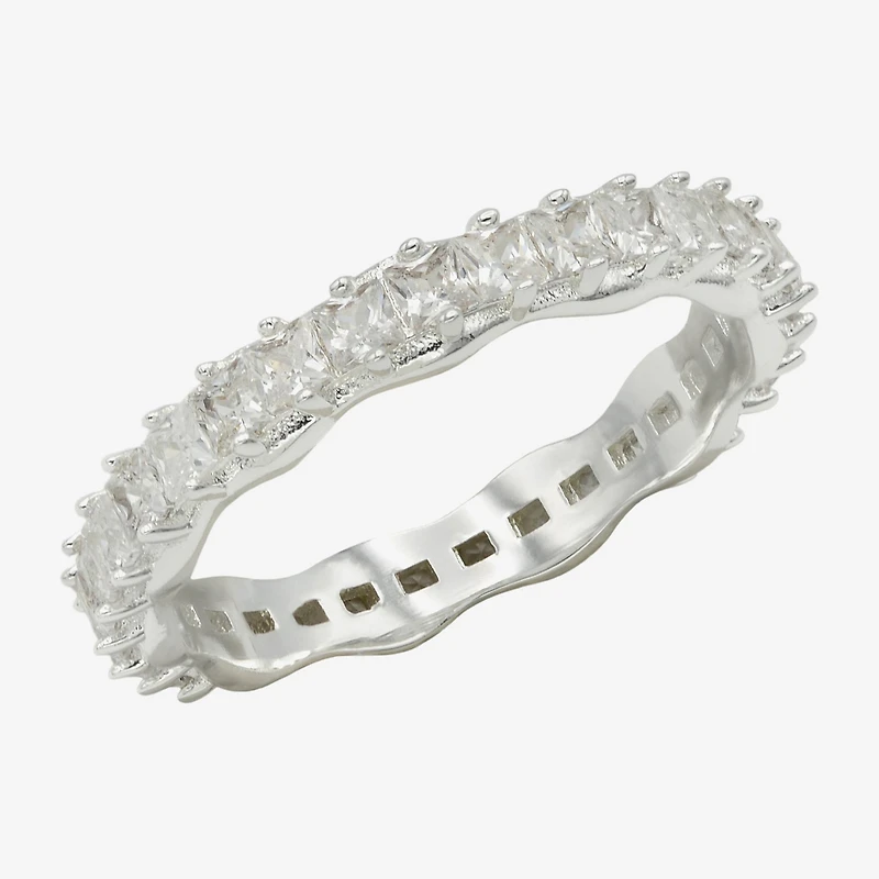 Sparkle Allure Womens 3.5MM Cubic Zirconia Pure Silver Over Brass Marquise Eternity Band