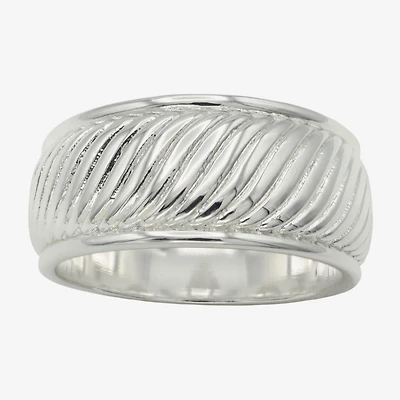 Sparkle Allure Womens 9.5MM Pure Silver Over Brass Band