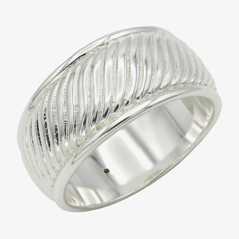 Sparkle Allure Womens 9.5MM Pure Silver Over Brass Band