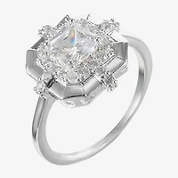 Sparkle Allure Womens Cubic Zirconia Pure Silver Over Brass Cushion Cocktail Ring