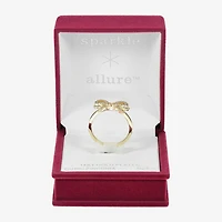 Sparkle Allure Womens 2MM Cubic Zirconia 14K Gold Over Brass Bow Band