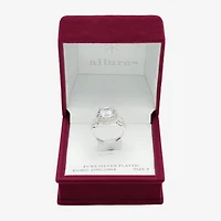 Sparkle Allure Womens Cubic Zirconia Pure Silver Over Brass Cushion Halo Engagement Ring