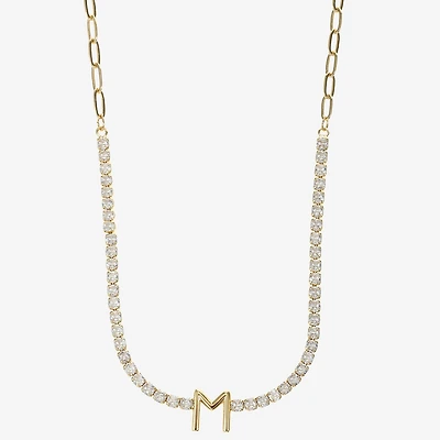 Sparkle Allure Womens Cubic Zirconia 14K Gold Over Brass 16 Inch Tennis Necklace