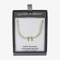 Sparkle Allure Womens Cubic Zirconia 14K Gold Over Brass Inch Tennis Necklace