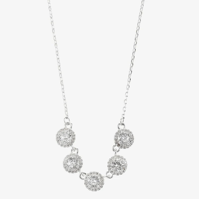 Sparkle Allure Womens Pure Silver Over Brass 18 Inch Collar Necklace