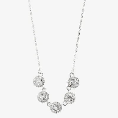 Sparkle Allure Womens Pure Silver Over Brass 18 Inch Collar Necklace