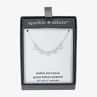 Sparkle Allure Womens Pure Silver Over Brass 18 Inch Collar Necklace