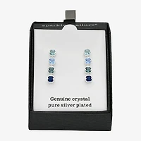 Sparkle Allure Womens Blue Crystal Pure Silver Over Brass Cushion Drop Earrings