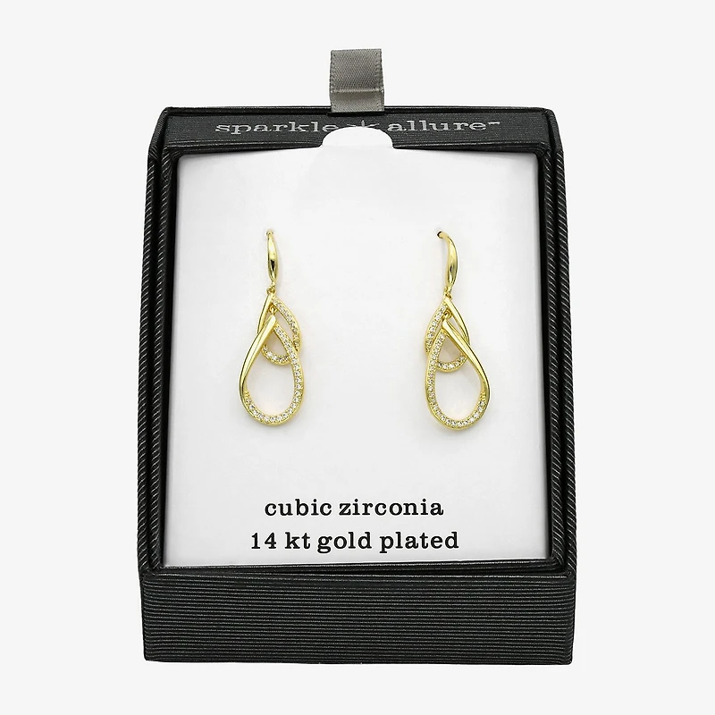 Sparkle Allure Womens Cubic Zirconia 14K Gold Over Brass Drop Earrings
