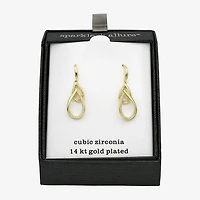 Sparkle Allure Womens Cubic Zirconia 14K Gold Over Brass Drop Earrings