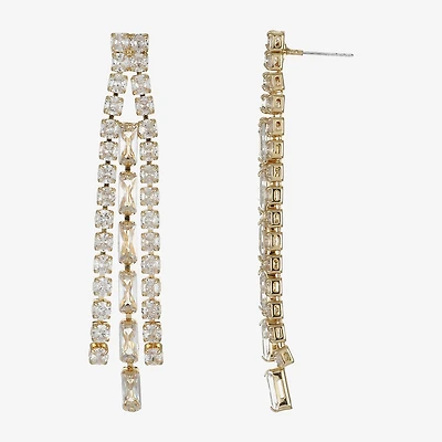 Sparkle Allure Womens Cubic Zirconia 14K Gold Over Brass Chandelier Earrings