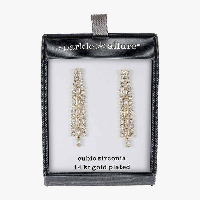 Sparkle Allure Womens Cubic Zirconia 14K Gold Over Brass Chandelier Earrings
