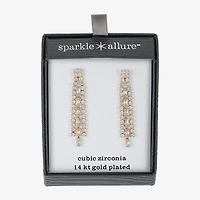 Sparkle Allure Womens Cubic Zirconia 14K Gold Over Brass Chandelier Earrings