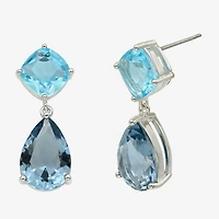 Sparkle Allure Womens Blue Crystal Pure Silver Over Brass Pear Drop Earrings