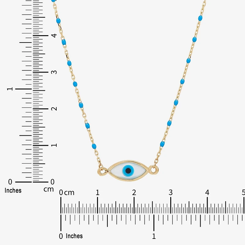 Limited Quantities! Womens Genuine White Mother Of Pearl 14K Gold Evil Eye 18 Inch Pendant Necklace