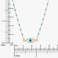 Limited Quantities! Womens Genuine White Mother Of Pearl 14K Gold Evil Eye 18 Inch Pendant Necklace