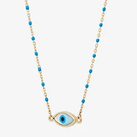 Limited Quantities! Womens Genuine White Mother Of Pearl 14K Gold Evil Eye 18 Inch Pendant Necklace