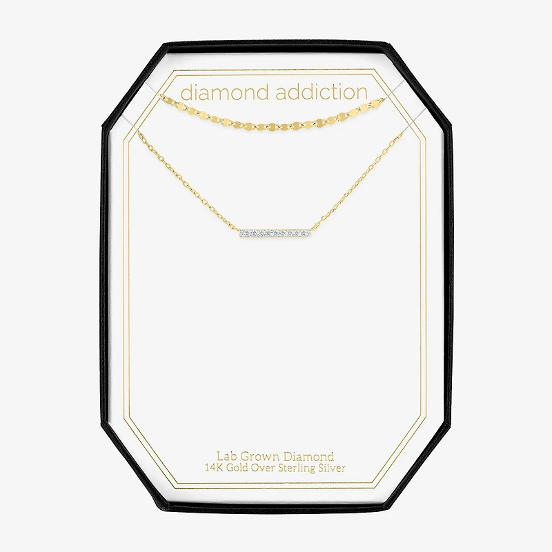 (G-H / I1-I2) Womens Diamond Accent Lab Grown White Diamond 14K Gold Over Silver Bar 2-pc. Necklace Set