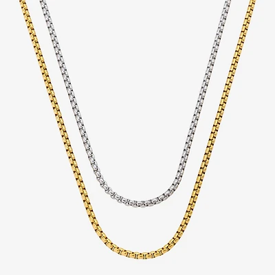 Mens Stainless Steel 2-pc. Necklace Set