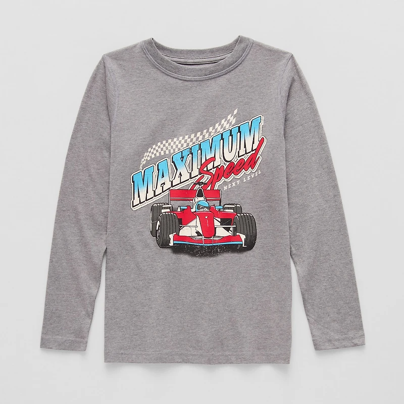 Thereabouts Little & Big Kid Boys Crew Neck Long Sleeve Regular Fit Graphic T-Shirt