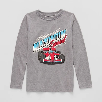 Thereabouts Little & Big Kid Boys Crew Neck Long Sleeve Regular Fit Graphic T-Shirt