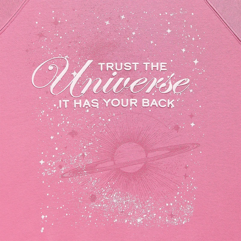 Trust The Universe Fleece Womens Juniors Crew Neck Long Sleeve Sweatshirt