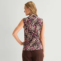 Black Label by Evan-Picone Womens V Neck Sleeveless Blouse